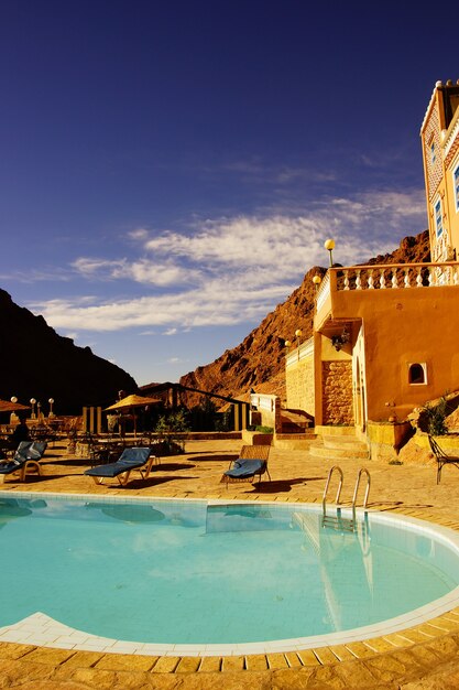 Terrace and swimming pool from a Riyad in Morocco