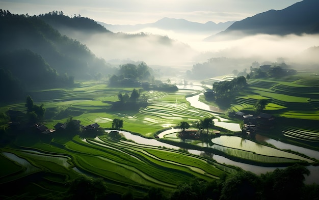 Terraced rice fields enter harvest season in China aerial view