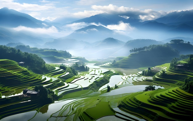 Terraced rice fields enter harvest season in China aerial view