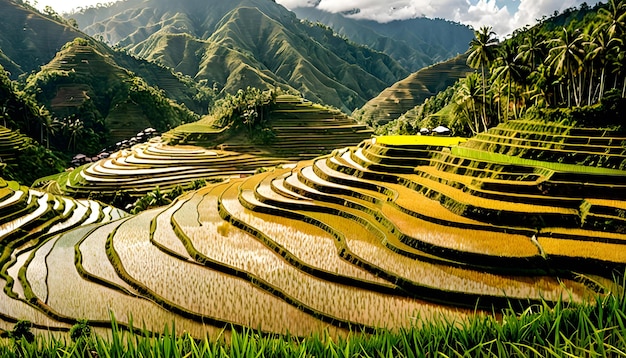 Terraced Rice Fields in the Mountains