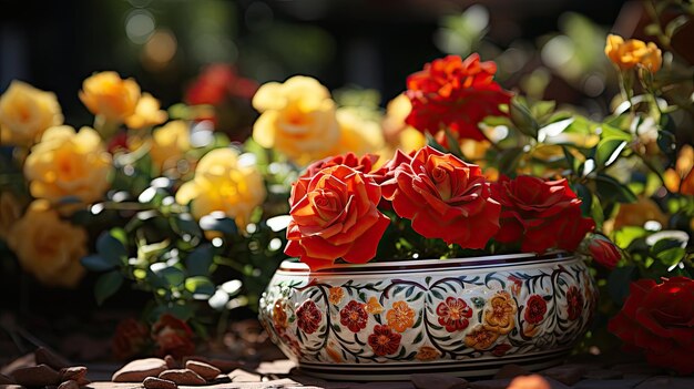 Terracotta bowl with designing pattern