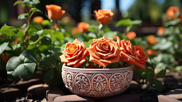 Terracotta bowl with designing pattern