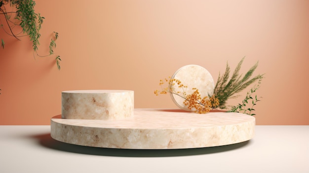 Terrazzo marble podium for product presentation