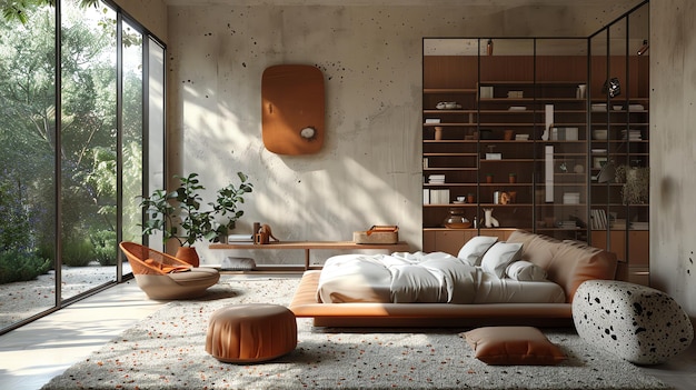 terrazzo style bedroom for video call