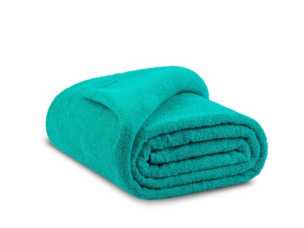 terry bath towels and sheets made of cotton clipping isolate on a white background