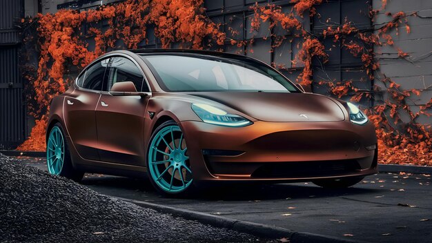 Photo tesla model 2 electric car futuristic compact design ecofriendly urban mobility