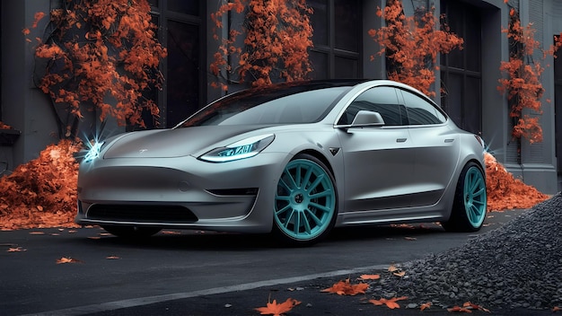 Tesla Model 2 Electric Car Futuristic Compact Design EcoFriendly Urban Mobility