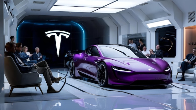 Photo tesla model 2 electric car futuristic design compact ev highperformance vehicle