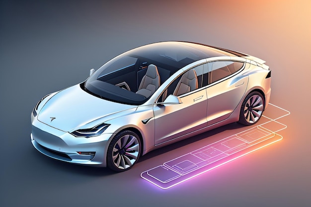 A tesla model 3 model 3 is shown in this rendering.