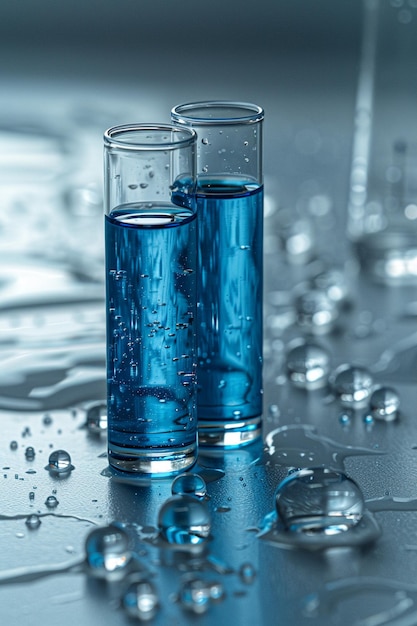 Photo a test tube with blue liquid and a blue liquid in it