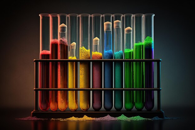 Test tubes colorful scientific glass flasks Generative AI Generative AI