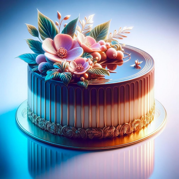 A testy opera cake with colorful background