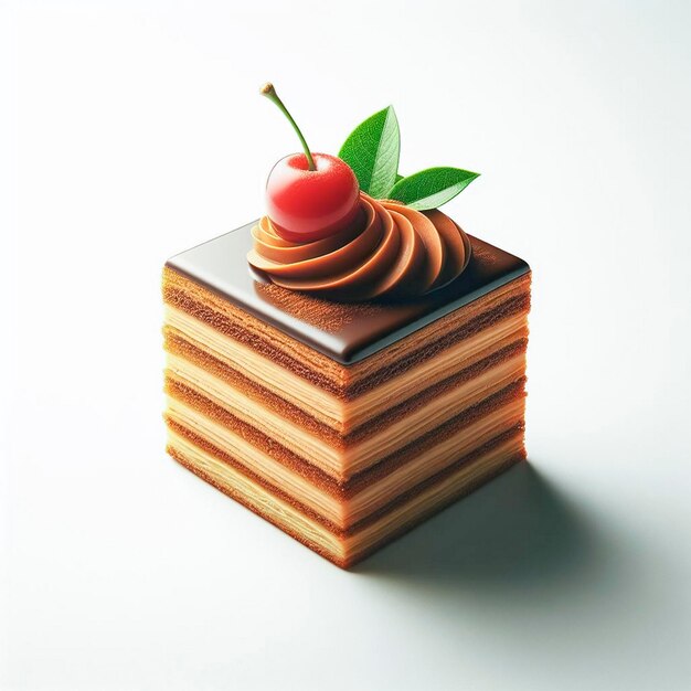 A testy opera cake with colorful background