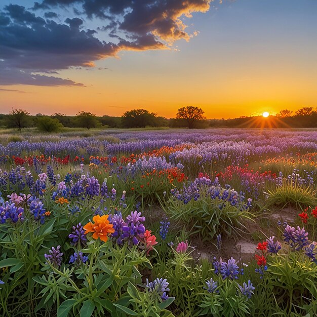 Texas Wildflowers at Sunrise