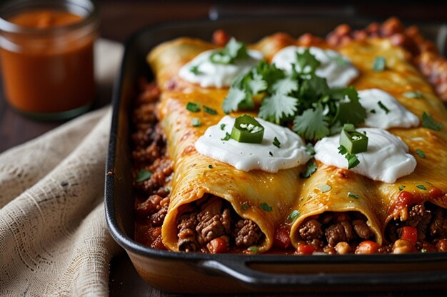 Texmex enchiladas with a hearty beef filling realisti