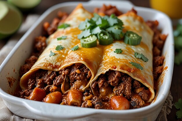 Texmex enchiladas with a hearty beef filling realisti