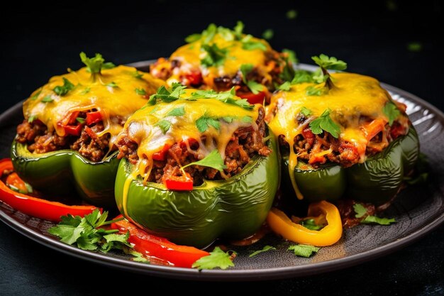 TexMex Taco Beef and Cheddar Stuffed Bell Pepper Sli