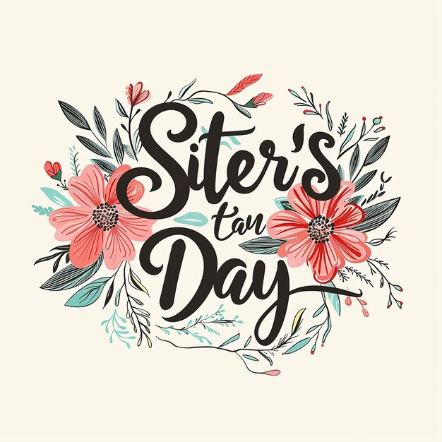 Photo text bearing sisters day typography logo