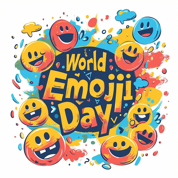 text bearing World Emoji Day typography logo