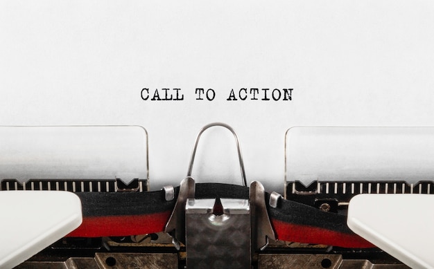 Text Call To Action typed on retro typewriter