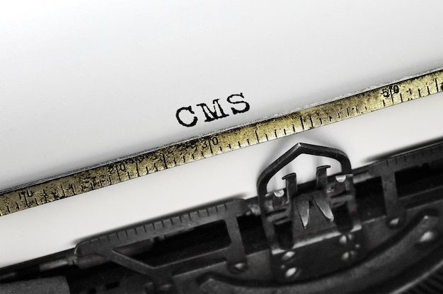 Text CMS typed on retro typewriter