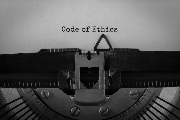 Text Code of Ethics typed on retro typewriter