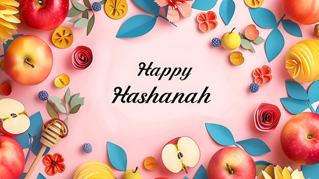 Photo text happy hashanah on pastel background