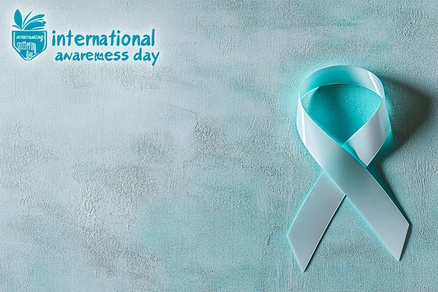 the text international stuttering awareness day and an aquamarine awareness ribbon supporting those who stutter on an aquamarine background