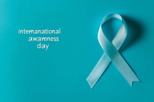 Photo the text international stuttering awareness day and an aquamarine awareness ribbon supporting those who stutter on an aquamarine background