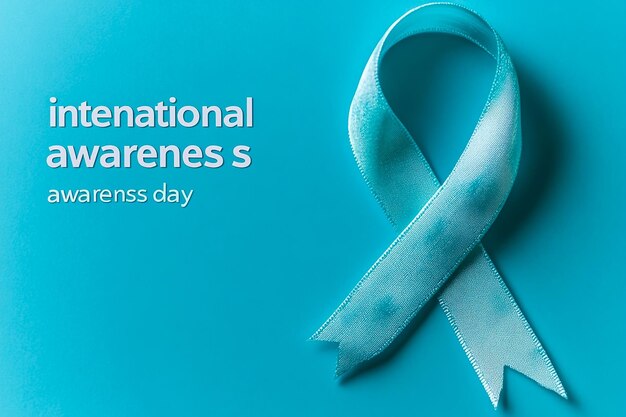 Photo the text international stuttering awareness day and an aquamarine awareness ribbon supporting those who stutter on an aquamarine background