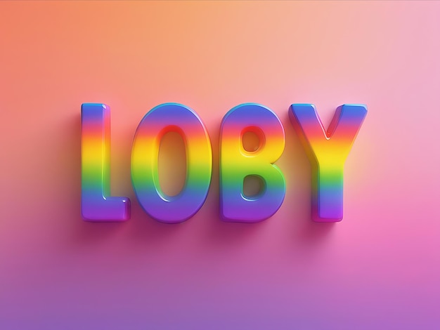 Photo text loby of rainbow color on multicolor background