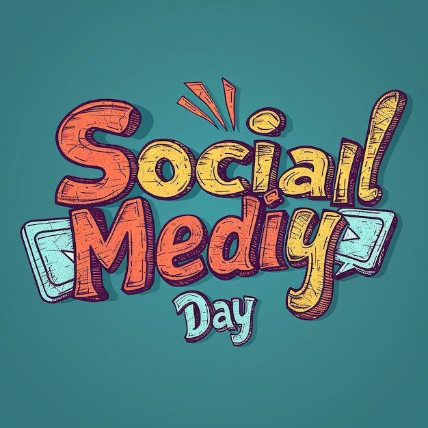 Photo text saying social media day typography logo