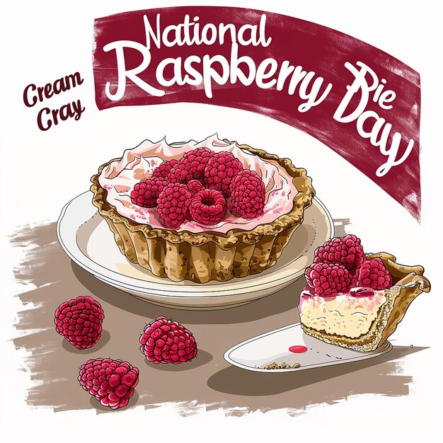 Photo the text says national raspberry cream pie day