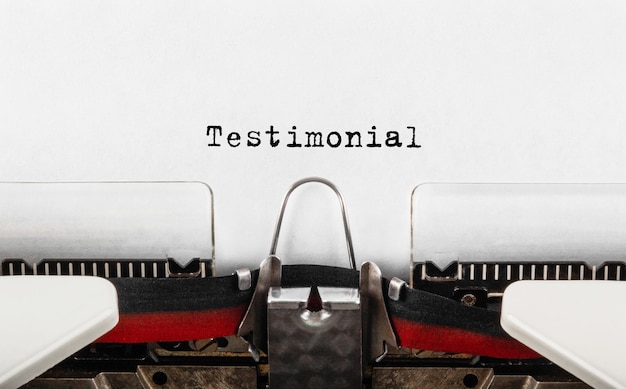 Text Testimonial typed on retro typewriter. Business concept.