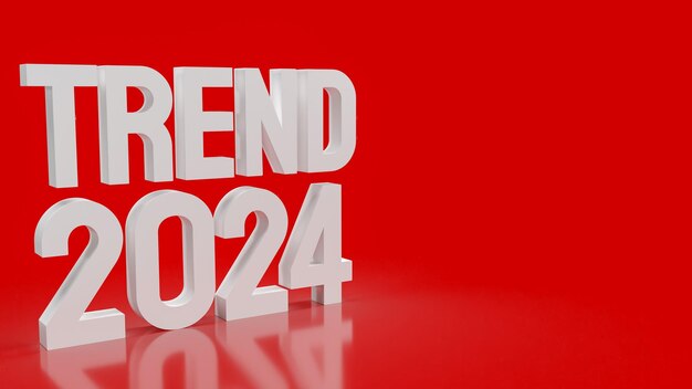 The text trend 2024 on red background 3d rendering