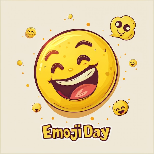 Photo text world emoji day vector design