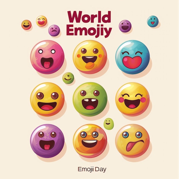 Photo text world emoji day vector design