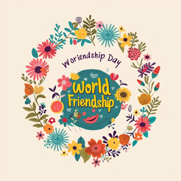 Photo text world friendship day vector design