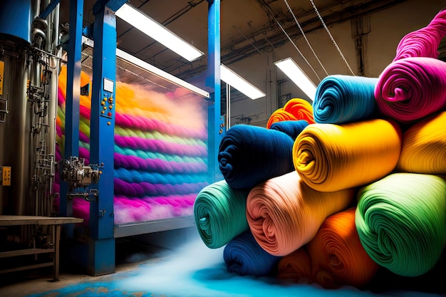 Textile dyeing factory technical process of manufacturing colorful fabrics