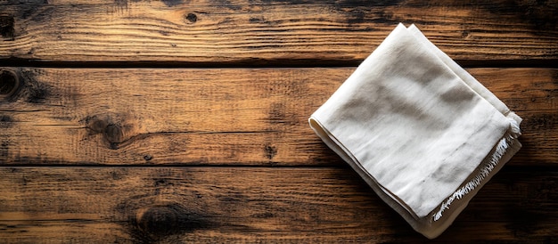 Photo textile napkin on wooden table with space for text