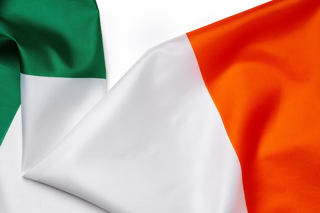 Textile national flag of Ireland close up photo