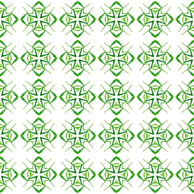 Textile ready fair print, swimwear fabric, wallpaper, wrapping. Green outstanding boho chic summer design. Trendy organic green border. Organic tile.