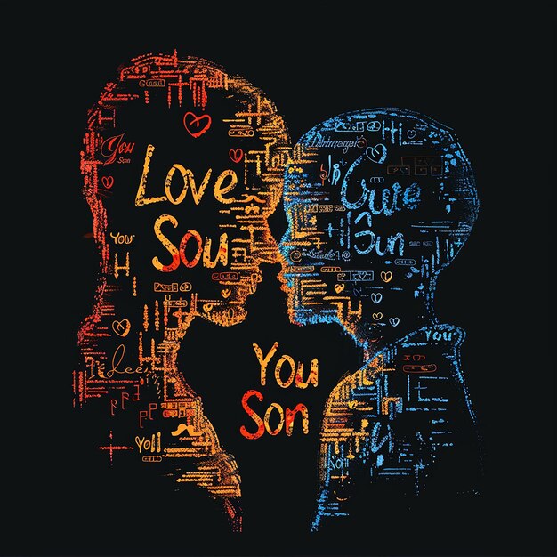 textLove You Son shape of human bodyand its children coreldraw plan