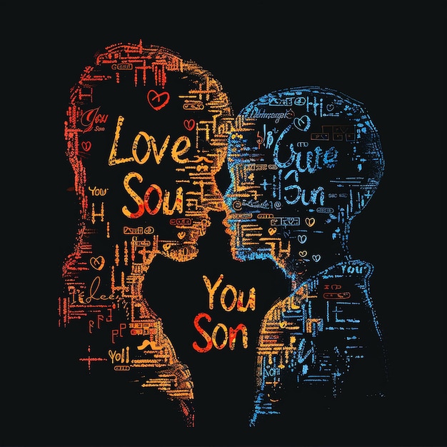 textLove You Son shape of human bodyand its children coreldraw plan