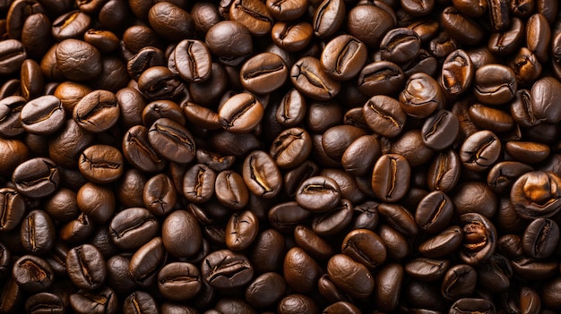 Texture background of coffee beans Food wallpaper Horizontal format Copy space