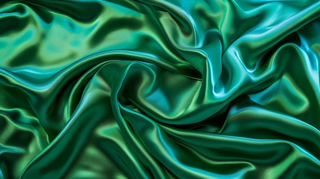 Texture background pattern Texture of green silk fabric Beautiful emerald green soft silk fabric