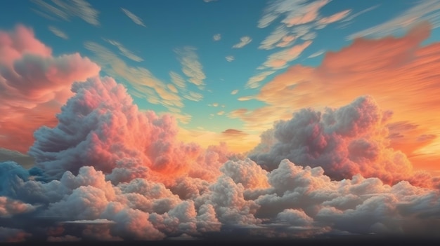 Texture of beautiful clouds in the sky during sunset Generative ai