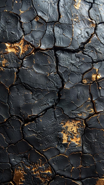 the texture of the black cracked surface of a cracked surface