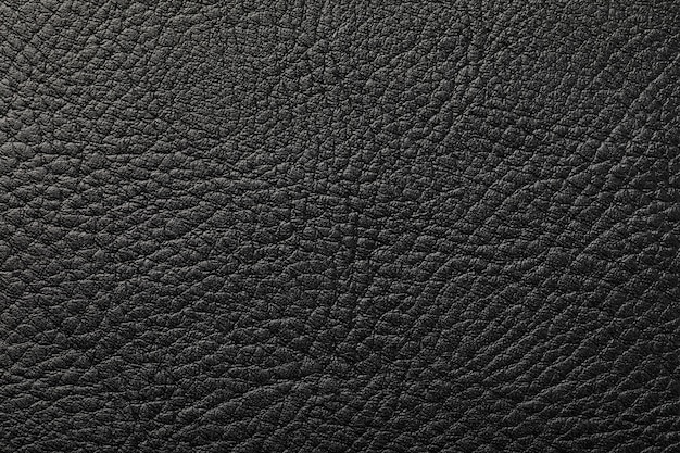 Texture of black leather closeup