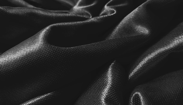 Texture black linen fabric crumpled linen background